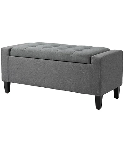 Boyel Living Linen Upholstered Storage Ottoman with Lift Top and Button Tufting
