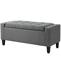 Boyel Living Linen Upholstered Storage Ottoman with Lift Top and Button Tufting