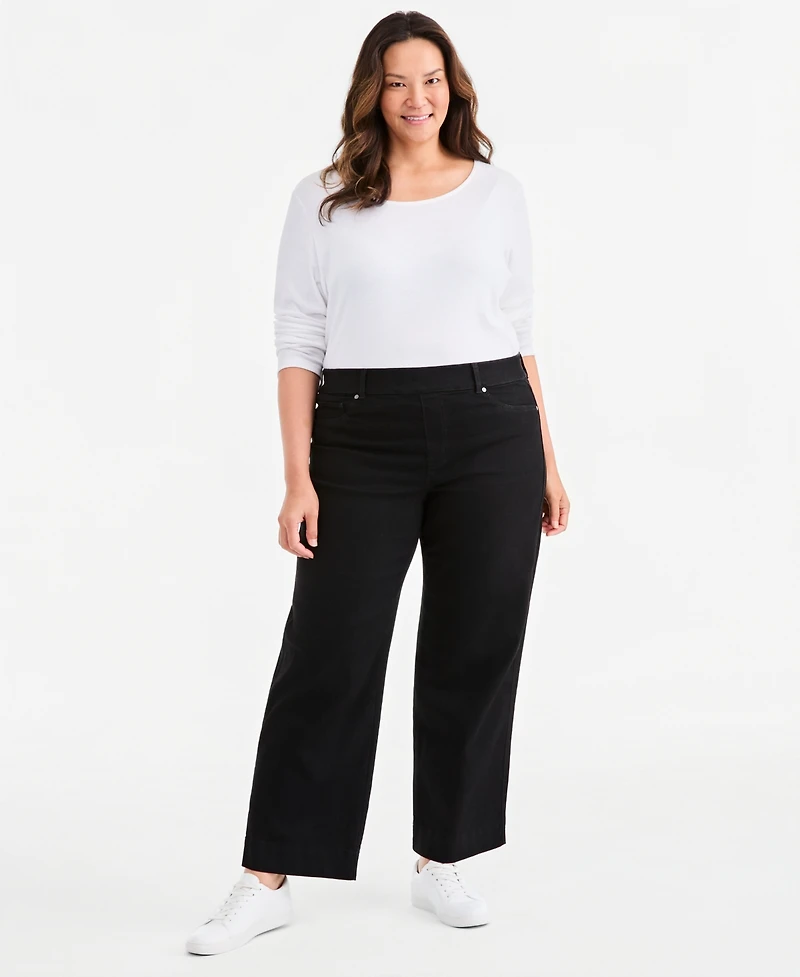 Style & Co Plus High-Rise Wide-Leg Pull-On Jeans, Macy's Exclusive