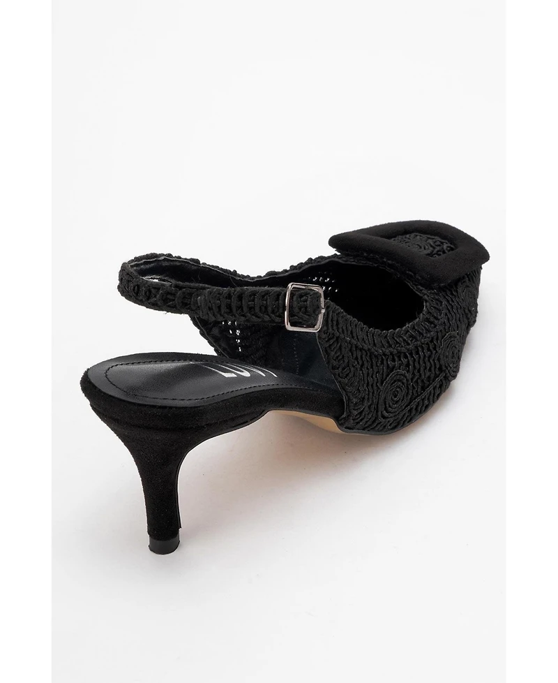 Prologue Shoes Women's Ensley Knitted Buckled Pointed Toe Pump