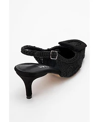 Prologue Shoes Women's Ensley Knitted Buckled Pointed Toe Pump