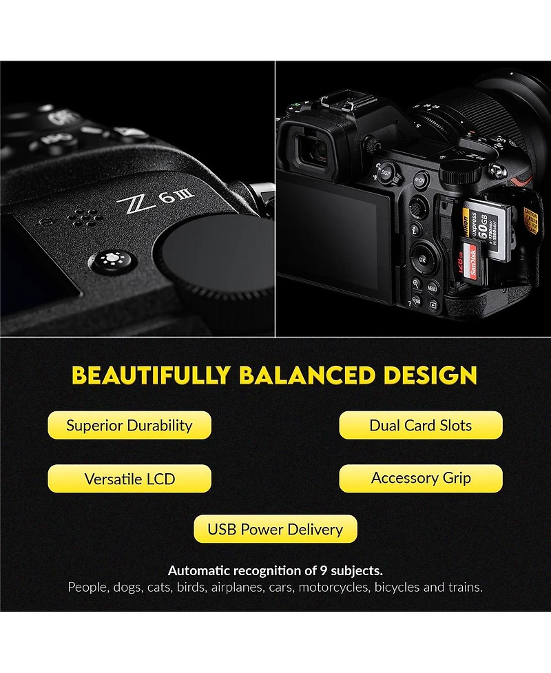 Nikon Z6III Mirrorless Camera with Nikkor Z 24-70mm f/4 S Lens, Bundle with Ftz II Adapter