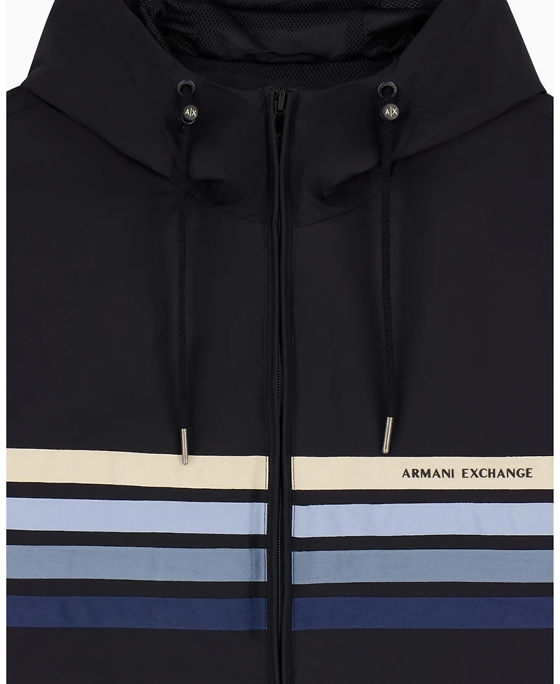 A|X Armani Exchange Men's Stretch Nylon 4 Stripes Windbreaker