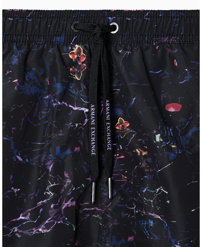 A|X Armani Exchange Men's Flower Print Swim Trunk