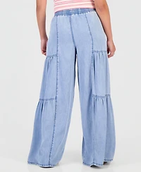 Madden Girl Juniors' Chambray Tiered-Leg Drawstring Pants