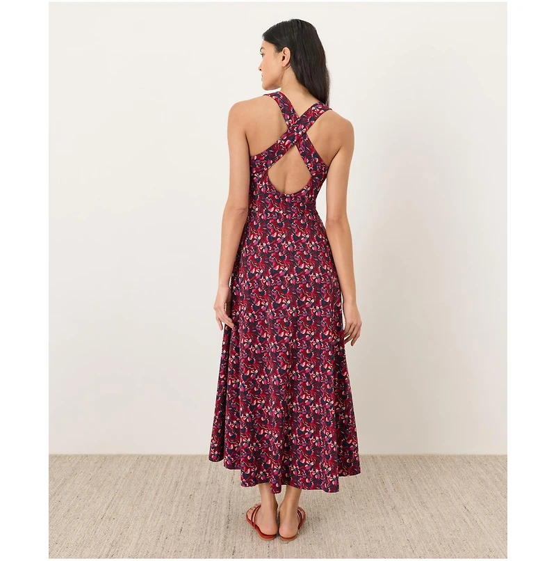 Pact Women's Fit & Flare Open Back Maxi Dress Made With Organic Cotton