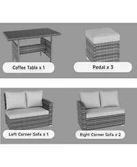 Gaomon 7 piece outdoor patio furniture set with all weather rattan sectional sofa, dining table, and seating for up to 9-ideal for garden or porch.