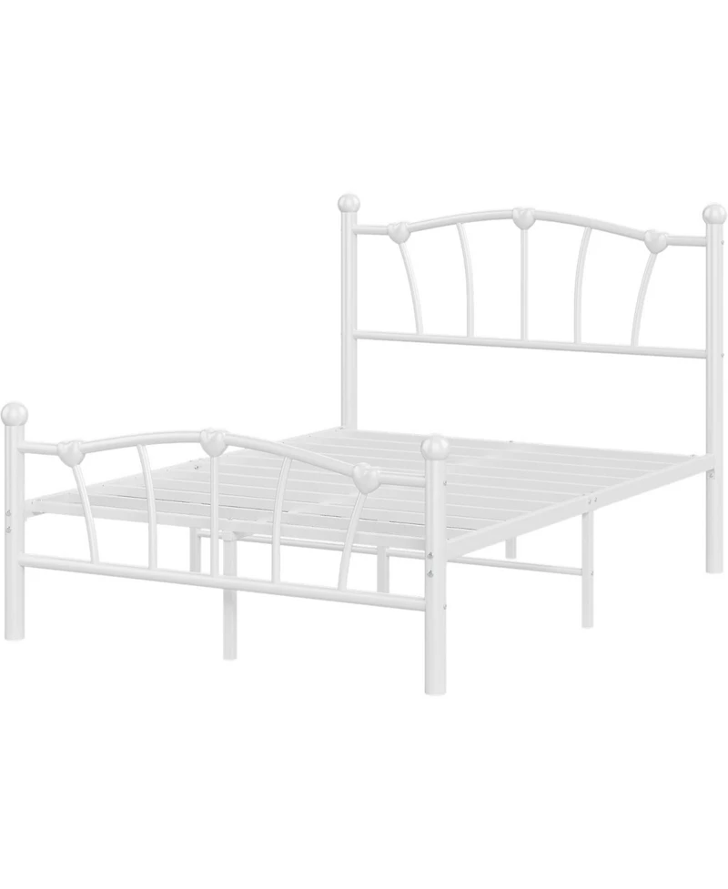 gaomon Full Kids Bed Frame with Headboard & Footboard, Heart-Shaped Metal Platform Bed, Heavy-Duty Steel Slats, Quiet Support, No Box Spring