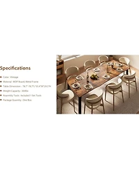 gaomon 79" Dining Table for 6-8, Iron Legs, Waterproof, Scratch-Resistant, Quick Assembly, Kitchen, Living Room