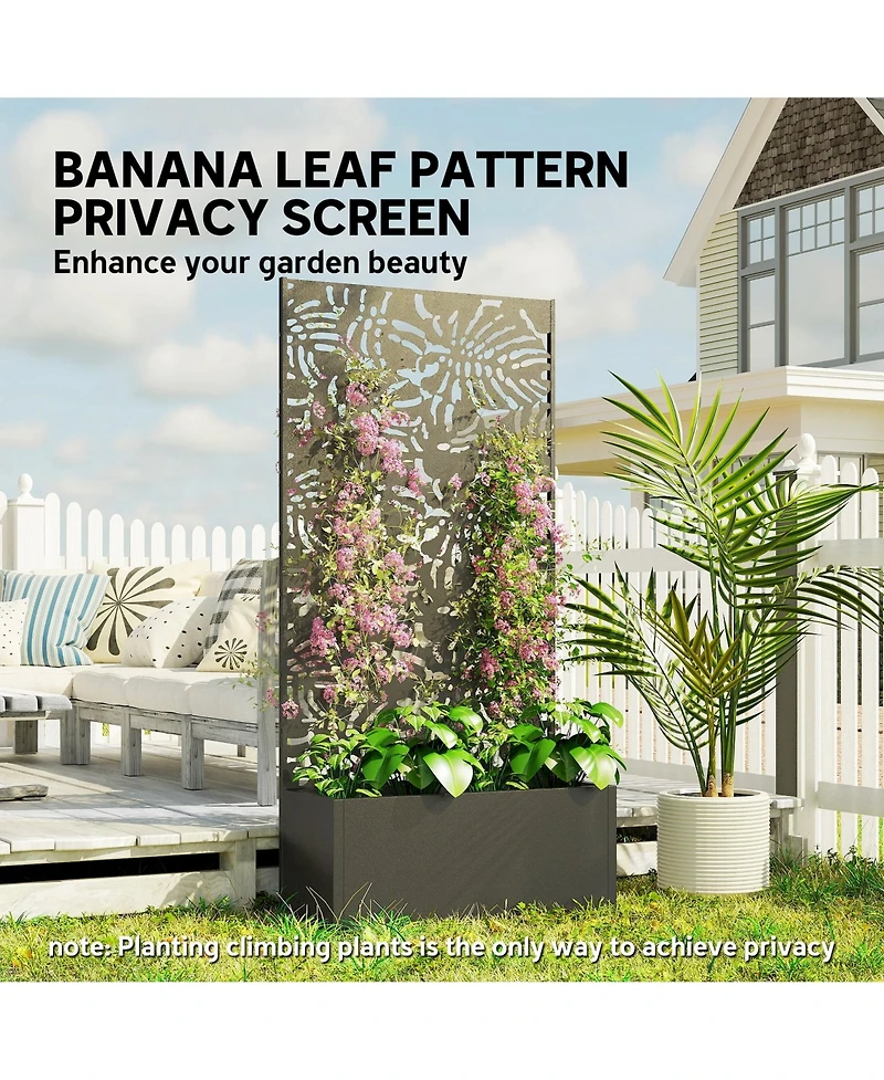 Outsunny Metal Planter Box with Trellis, 71" Tall Privacy Planter