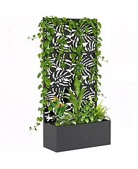 Outsunny Metal Planter Box with Trellis, 71" Tall Privacy Planter