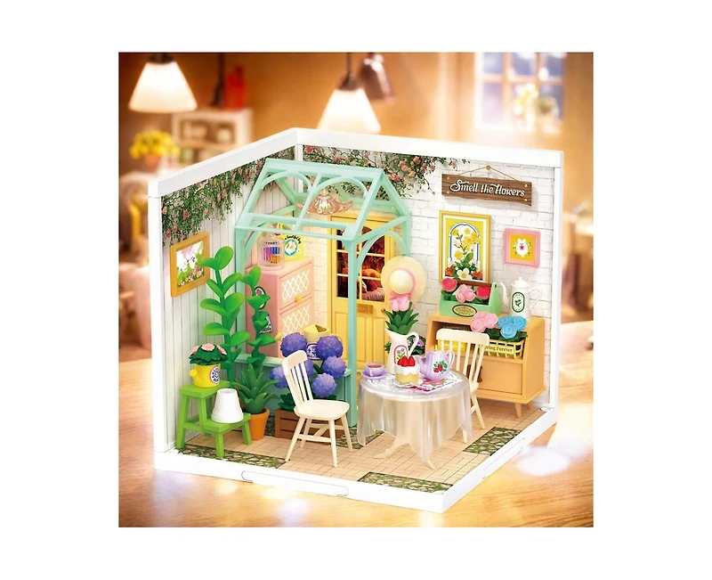 Robotime 3D Puzzles Super Creator Blooming Tea Garden Plastic Building Set Toys Playset Gifts for Teens Adults, Multicolored, 7.36"2.76"11.3