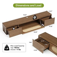 Tribesigns 71'' Floating Tv Stand, Tv Floating Shelf with Storage and Drawers, Modern Media Console Entertainment Center