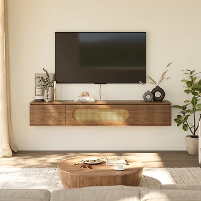 Tribesigns 71'' Floating Tv Stand, Tv Floating Shelf with Storage and Drawers, Modern Media Console Entertainment Center
