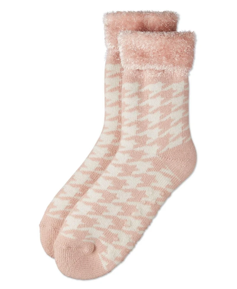 MeMoi Women's Houndstooth Plush Cabin Socks