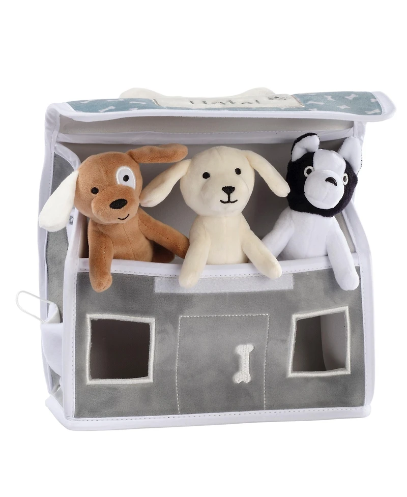 Lambs and Ivy Pet Hotel Interactive Plush Playset Toy w/ 3 Stuffed Animal Dogs