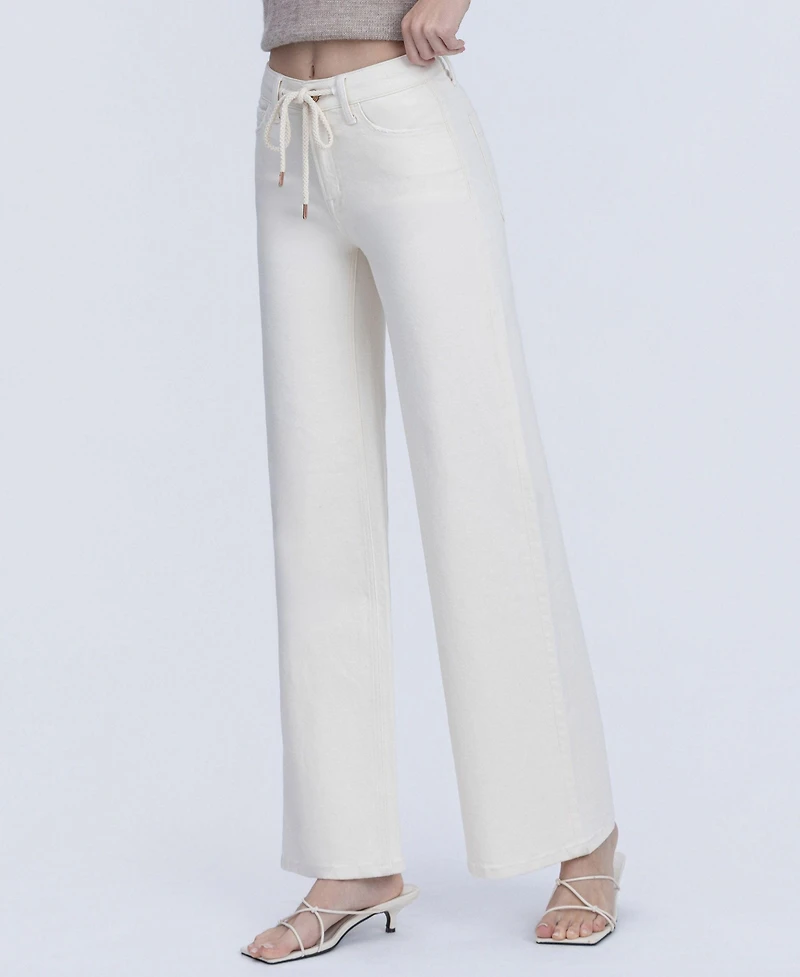 Vervet Women's High Rise Drawstring Wide Leg Jeans