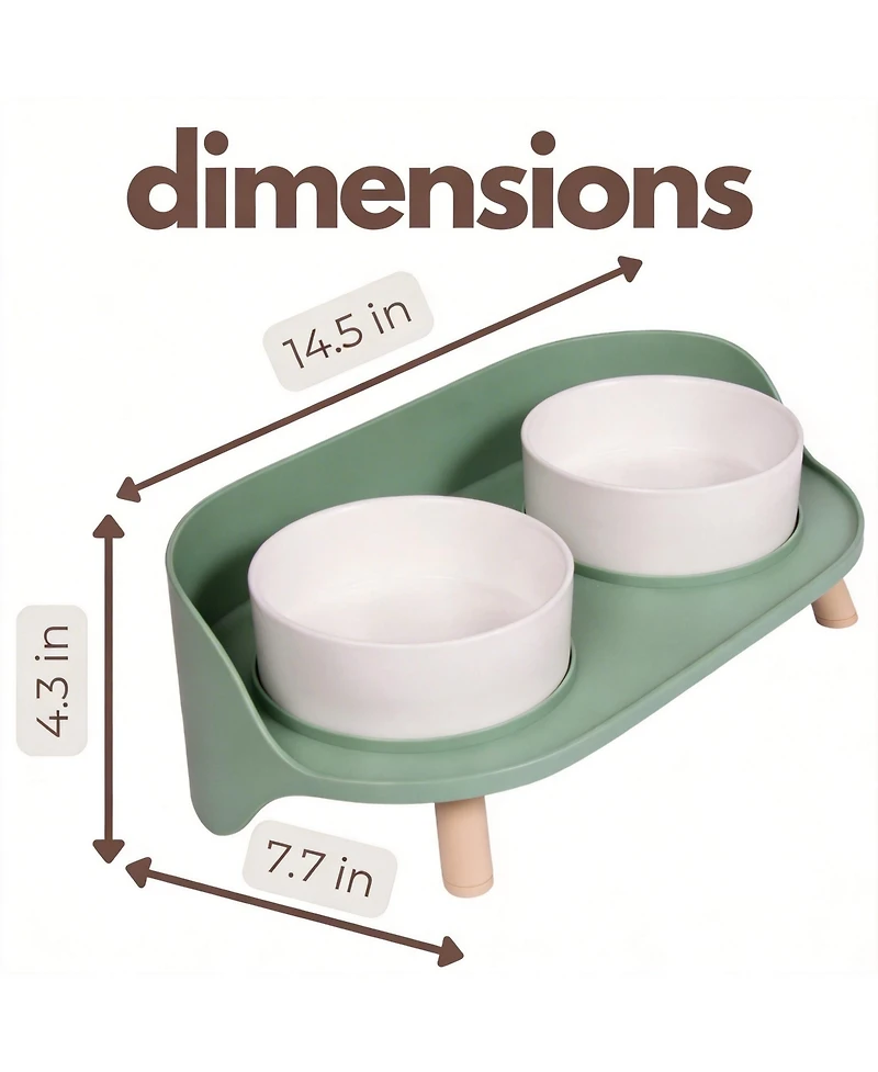 Aronkl Elevated Ceramic Dog & Cat Food Water Bowl Set Spill Proof Non Slip Mess Free Dishwasher Safe