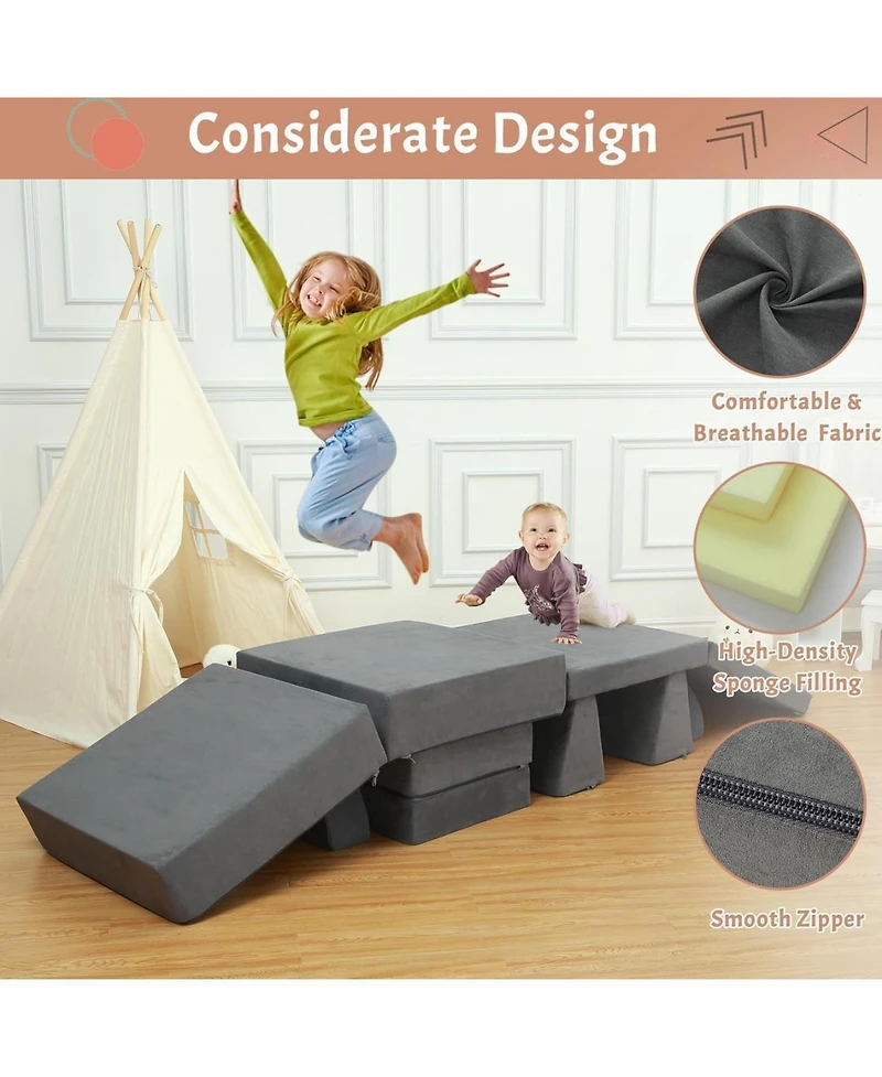 gaomon 8 Piece Soft Modular Kids Play Couch for Boys and Girls, Child Sectional Fort Building Sofa for Toddlers Playroom Nursery