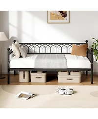 gaomon Twin Metal Daybed Sofa Bed Frame with Steel Slat Support, Heavy-Duty, Space-Saving Design for Living Room or Apartment