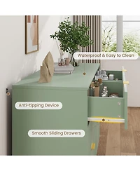 gaomon Fluted 6-Drawer Dresser, 39.4" Wide Modern Wooden Chest with Metal Handles, Wide Storage Organizer for Bedroom, Living Room, Hallway