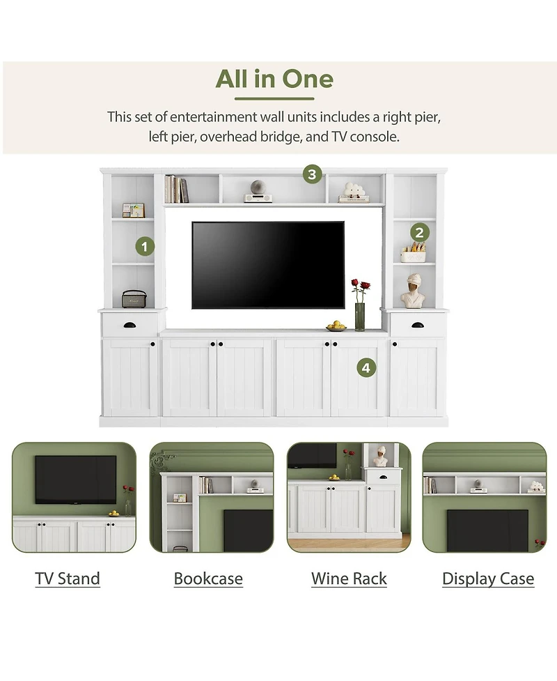 Streamdale Furniture Minimalist Entertainment Wall Unit Set with Bridge for TVs Up to 75