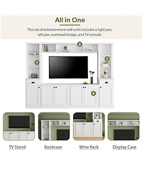 Streamdale Furniture Minimalist Entertainment Wall Unit Set with Bridge for TVs Up to 75