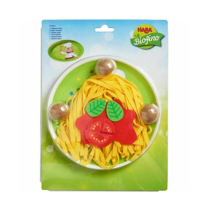 Haba Soft Spaghetti and Meatballs with Plate Play Food Set