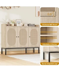 gaomon Shoe Cabinet with 3 Rattan Doors, Freestanding