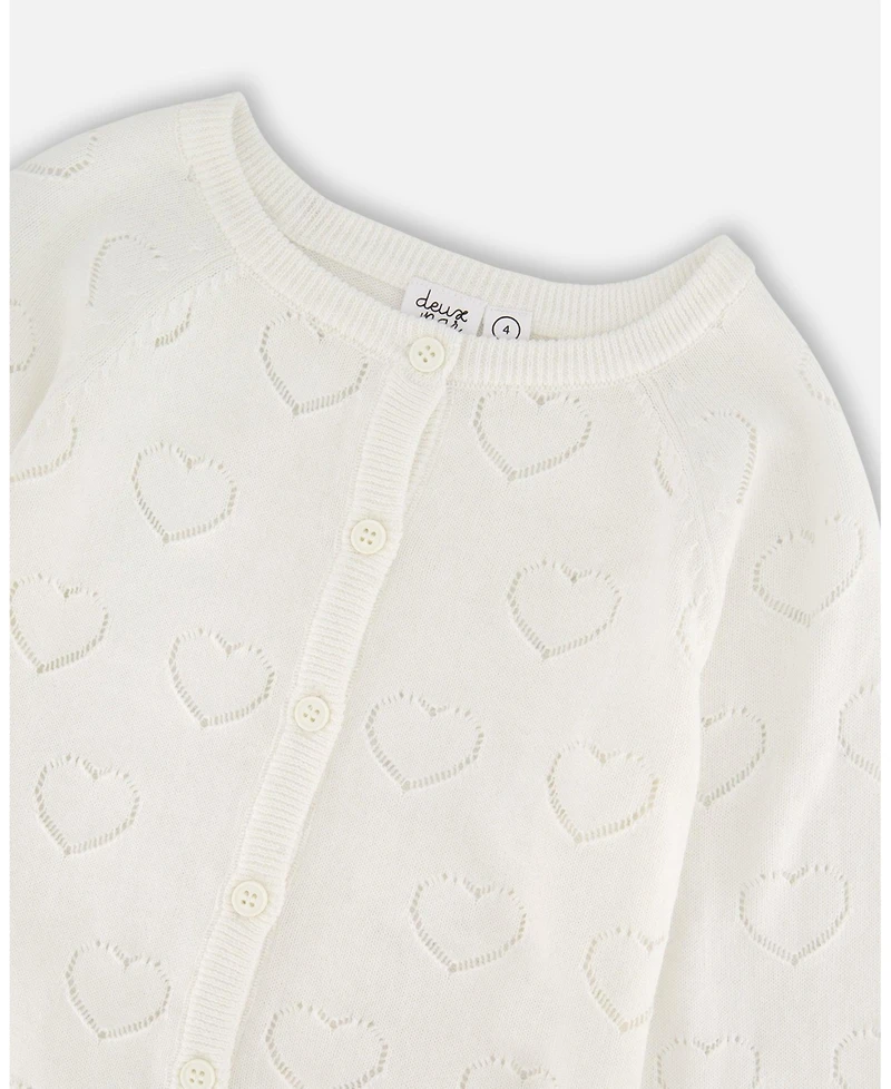 Deux par Deux Little Girls Pointelle Knit Cardigan