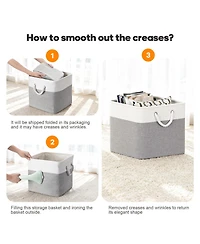 Sugift 6-Pack Collapsible Fabric Storage Bins, 13" Cube Baskets with Rope Handles and Reinforced Base