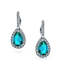 Bling Jewelry 7CT Halo Clear Cubic Zirconia Cz Large Teardrop Earrings Silver Plated