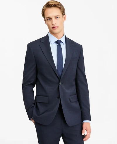 Calvin Klein Men's Slim-Fit Wool-Blend Plaid Suit Jacket