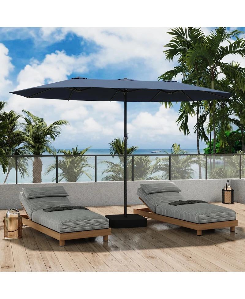 Homsee Large Double Sided Umbrella Outdoor Patio with Base and Sand Bag