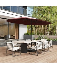 15 ft. Large Double Sided Umbrella Outdoor Patio Umbrella with Base and Sand Bag