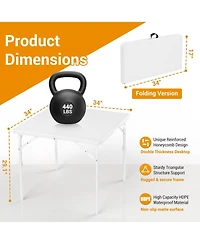 gaomon 34" Square Fold-in-Half Card Table, Portable Dining Table with Handle & Safety Lock, Indoor Outdoor Use