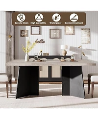 gaomon 63" Dining Table for 6-8, Modern Long Kitchen Table with Large Top & Pedestal Legs