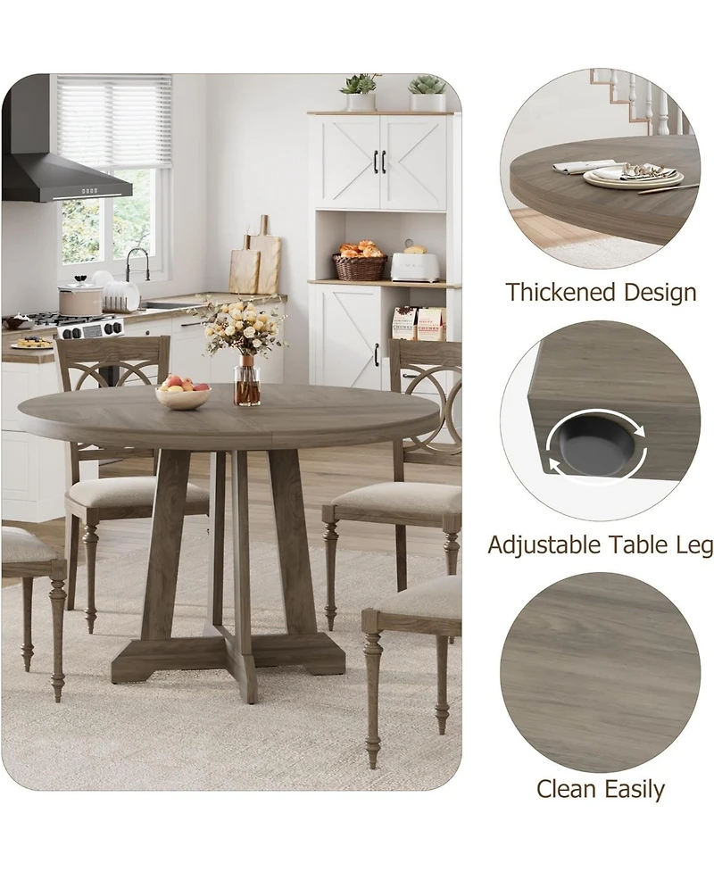 gaomon 47" Round Dining Table for 4, Farmhouse Kitchen Table for Home Dining Room