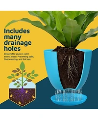 Plant Pots Pack with Drainage Holes & Saucers, Stackable Indoor & Outdoor Planters for Houseplants & Flowers