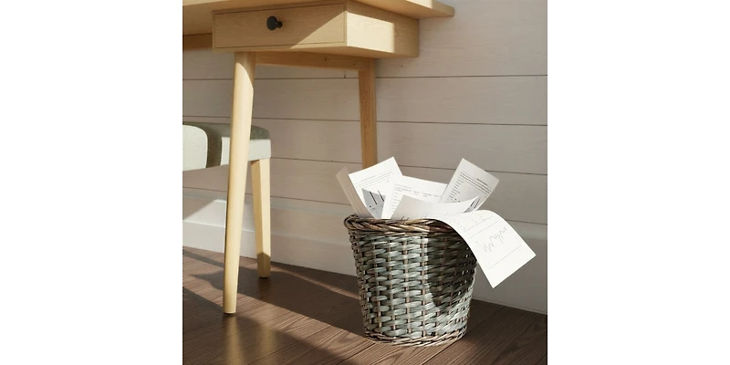 Household Essentials Handwoven Willow Waste Basket with Plastic Liner, Brown