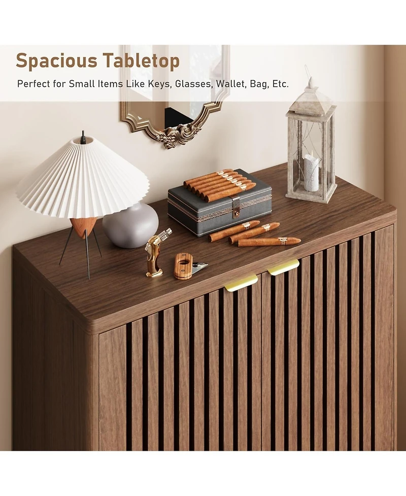 gaomon Narrow Freestanding 6-Tier Wooden Shoe Cabinet with Louvered Doors