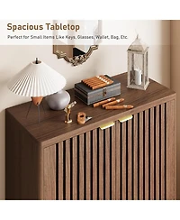 gaomon Narrow Freestanding 6-Tier Wooden Shoe Cabinet with Louvered Doors