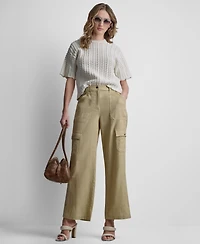 Dkny Women's Short-Sleeve Open Lattice Stitch Sweater