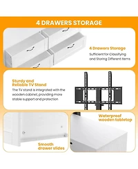 gaomon Tv Stand, Mount for 32/45/55/65/75/80 inch TVs, Entertainment Center w/ 4 Drawers Storage, Wood Media Console Tables for Bed,Living Room