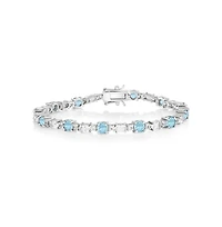 Simona Sterling Silver, Round & Oval Gem Bracelet - Topaz