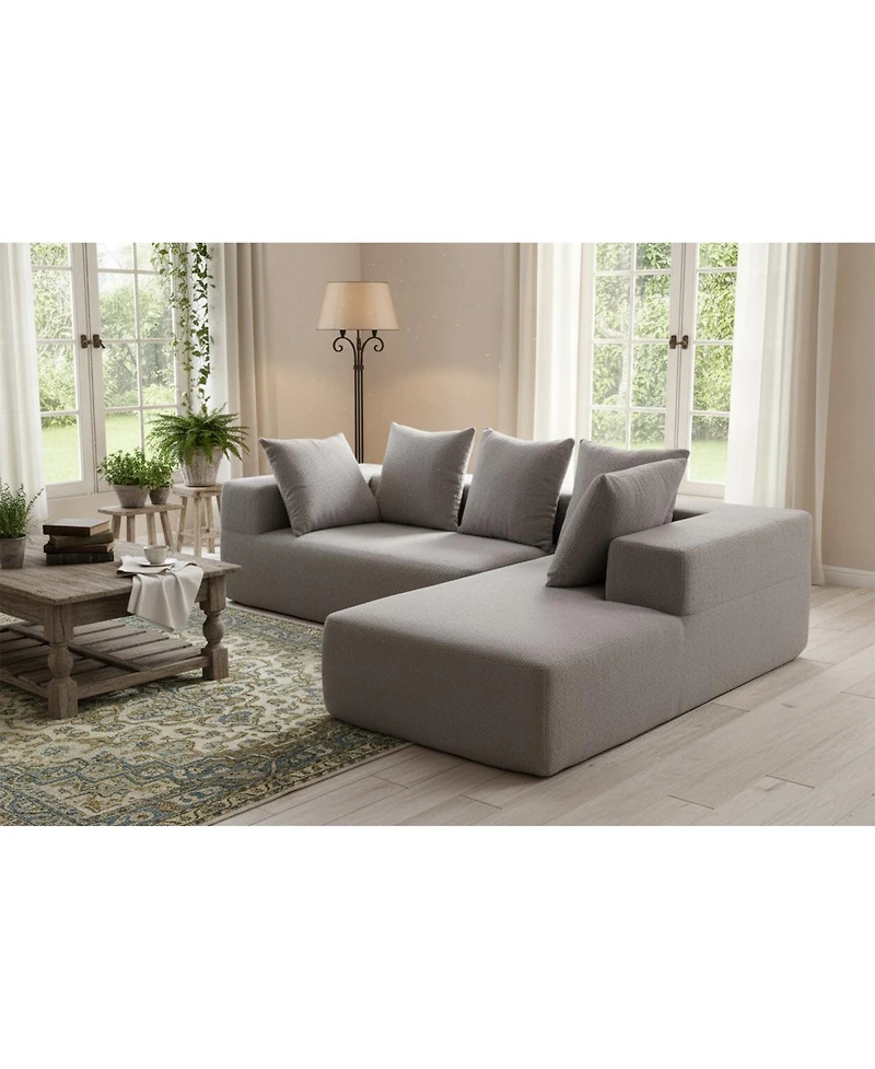 Streamdale Furniture Modern Gray Fabric Sofa with Plush Cushions and Pet-Friendly Design