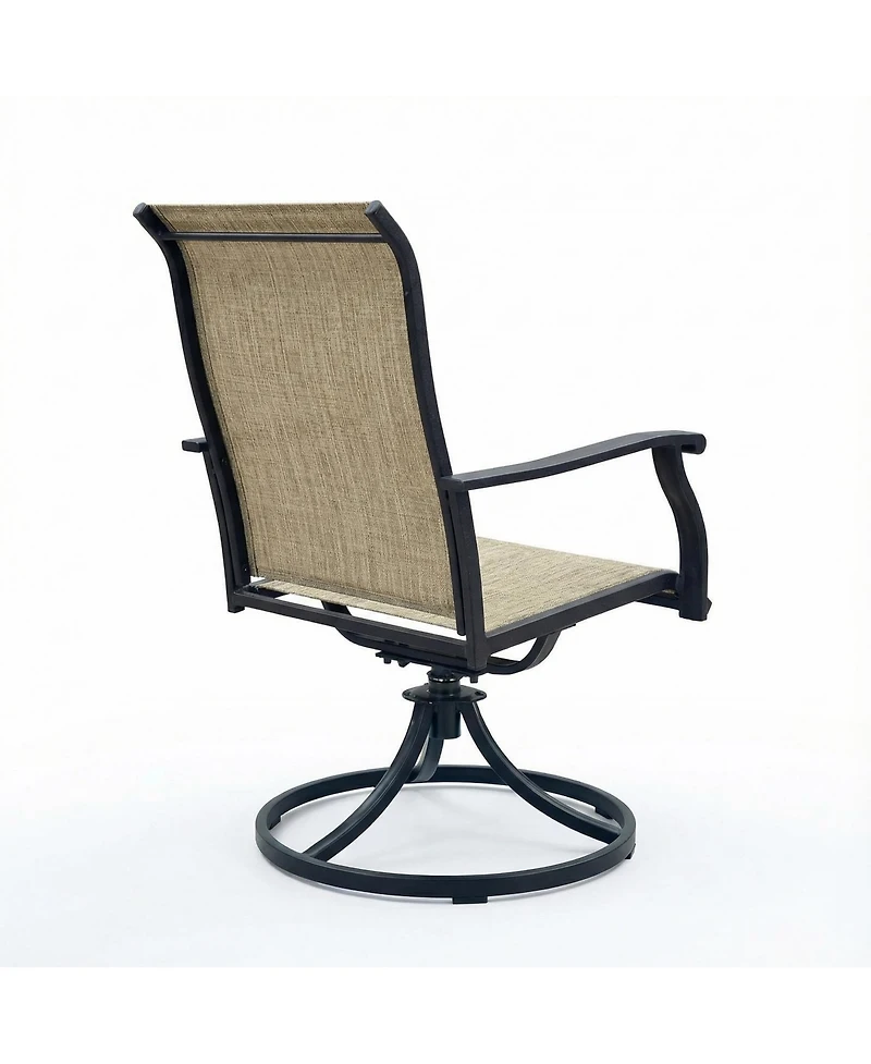 Mondawe 2-Piece Outdoor Swivel Dining Chairs, 360° Rotating with Ergonomic Armrests, Textilene All-Weather Patio Chairs