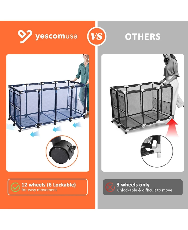 Yescom 2 Pack Mesh Pool Storage Bin Rolling Cart Noodle Holder Organizer Large