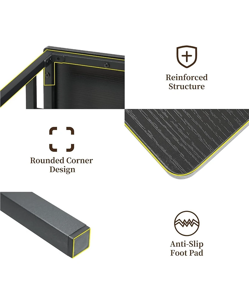 gaomon Dining Table Set for 4, Compact 3-Piece Kitchen Table with 2 Benches, Wine Rack, Storage Shelf