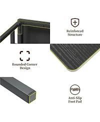 gaomon Dining Table Set for 4, Compact 3-Piece Kitchen Table with 2 Benches, Wine Rack, Storage Shelf